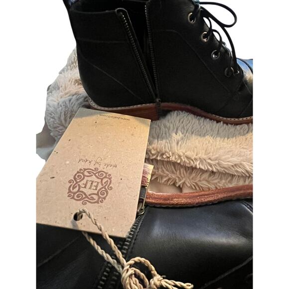 NEW Bali ELF Handmade Passage Lace Up Boots •8• Black Leather Bootie Shoes $190 - Picture 7 of 14